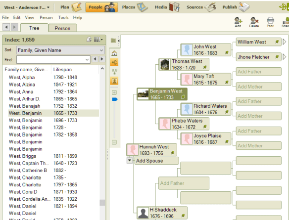 Family Tree Maker interface.