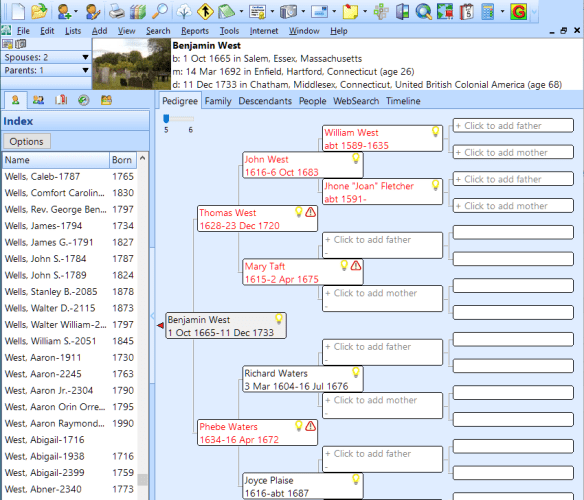 RootsMagic Interface.